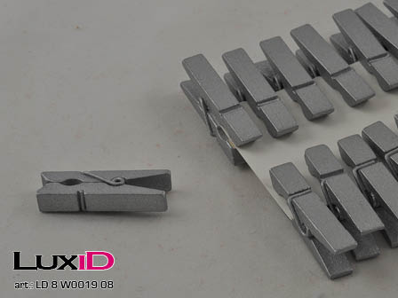 Wooden X-mass clips 08 zilver 10mm (24pc)